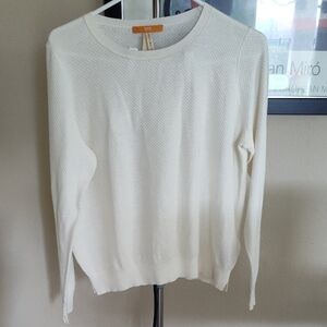 Boss Hugo Boss Ivory Cotton Blend Sweater, Size M